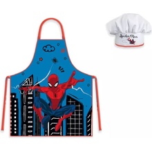 BrandMac Chlapecká zástěra SPIDERMAN CITY set s čepicí modrá