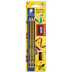 STAEDTLER Графитен молив, HB, шестоъгълен, с острилка и гума, STAEDTLER "Noris" 120 SBK3P1 (120 SBK3P1)
