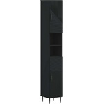 vidaXL Шкаф за баня с отворена рафт HAARLEM Черно 30 x 31 x 190 см (896816)