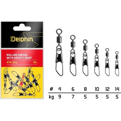 Delphin Obratlík S Karabinkou Rolling Swivel With Micro Snap vel.8 9kg 10ks – Zboží Mobilmania