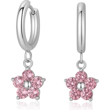 SARINES Náušnice s růžovým květem ze zirkonů, chirurgická ocel S1044