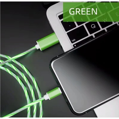 LED magnetický svítící nabíjecí kabel 2,1A pro Apple iPhone, USB-C, 1m Barva: Zelená