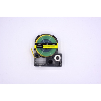 Compatible Epson LK-4YBA5 / SU5Y, 5mm x 2, 5m, черен печат / жълт фон, свиваема лента, съвместима (LK-4YBA5)