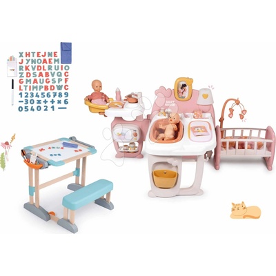 Smoby Domček pre bábiku trojkrídlový Large Doll´s Play Center Soft Baby Nurse kuchynka spáľňa a kúpelňa s 18 doplnkami