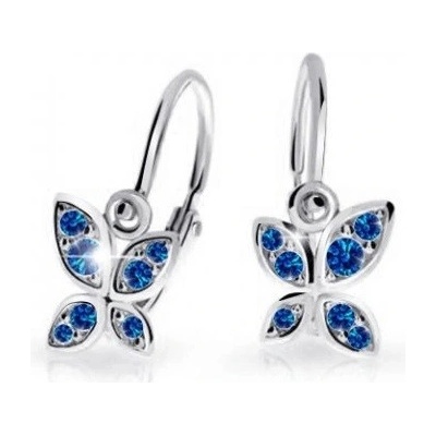 Cutie Jewellery Detské náušnice z bieleho zlata Motýlikovia C2259-10-X-2 modrá