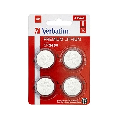 Verbatim 49535 Литиева батерия тип бутон CR2450, 3V, блистер, 4 бр (49535)