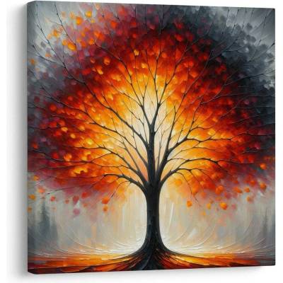 Obraz ohnivý strom života v mlze - 40x40