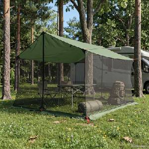vidaXL Палатка за къмпинг с мрежести стени 340 x 260 x 220 см Зелено (42028563) Палатка