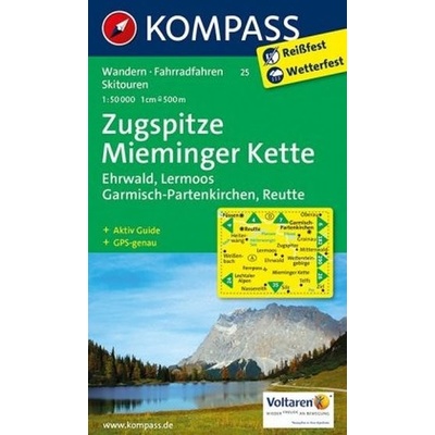 Kompass 25 Zugspitze Mieminger Kette 1:50 000 turistická mapa