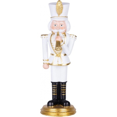 MagicHome Dekorace Louskáček s trubkou zlatý polyresin 20x20x30 cm ST8091405