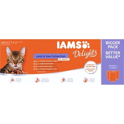 Iams Delights Adult Land & Sea Collection in gravy 48x85 g
