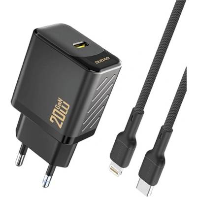 Dudao A26LEU мрежово зарядно устройство с Type-C конектор, 20 W, PD бързо зареждане + Lightning кабел, ЧЕРНО GP-190559 (GP-190559)