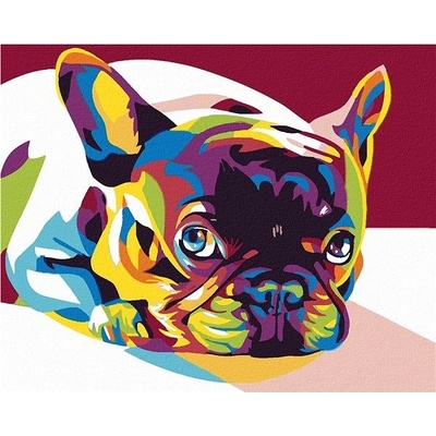 zuty Malování podle čísel Barevný buldoček 100 x 80 cm bez rámu a bez vypnutí plátna