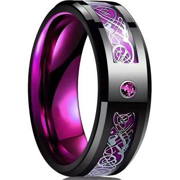 HARAHU Prsteň Čierna Fialová GA-31925 75mm