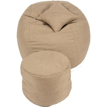 Image 1 of PUFRELAX Комплект, Барбарон, с табуретка за крака и декоративна възглавница, 700л. King Size, Sand, Перящ се калъф, Трансформира се в легло, Пълнеж с микс от мемори пяна и дунапрен, Гама Premium, 8257 (PUF-M-KOP-PT-GBE)