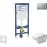 Geberit Duofix - Комплект от предстена инсталация, тоалетна чиния и седалка Duravit D-Code, бутони Sigma01, Rimless, SoftClose, матов хром SANI11CP2100 (SANI11CP2100)