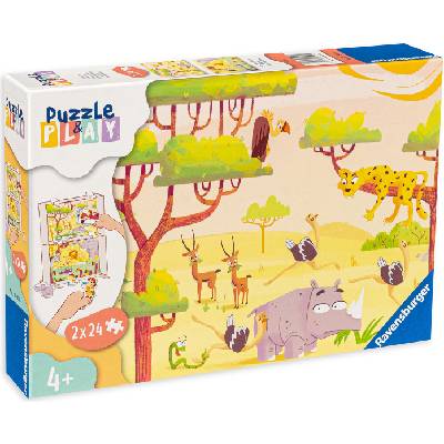 Ravensburger Пъзел-настолна игра Ravensburger от 2 х 24 части - Време за сафари (05594)