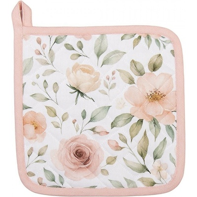 Clayre & Eef Bílá bavlněná podložka s růžemi Soft Romantic Blush 20 x 20 cm