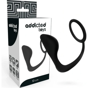 Addicted Toys - анален плъг с черен пенис ринг