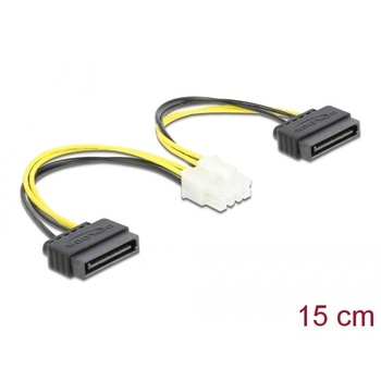 Delock Tápkábel 2 x 15 tűs SATA apa - 8 tűs EPS apa 15 cm (83020) (DE83020) (DE83020) (DE83020)