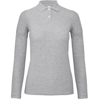 B&C ID001 LSL Dámská polokošile s dlouhým rukávem heather grey