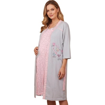 Комплект за бременни в сиво и цвят розова пудра