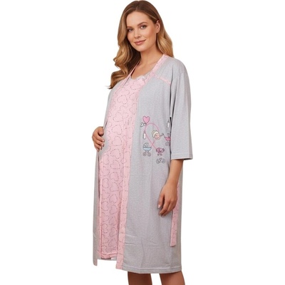 Комплект за бременни в сиво и цвят розова пудра