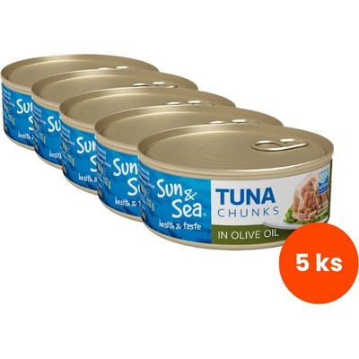 Sun & Sea Tuňák kousky v olivovém oleji 5 x 160 g