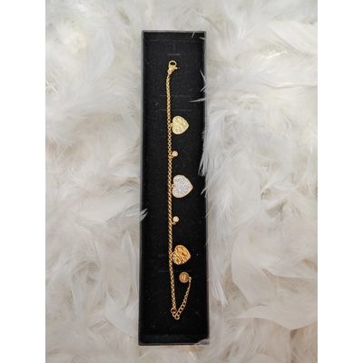 Gella 3.22NAR náramok na ruku dámsky zlatý s tromi srdiečkami a zirkónmi