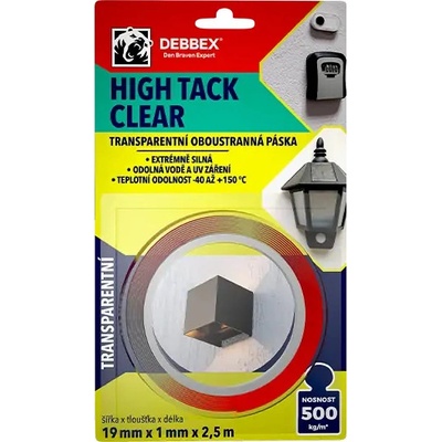 Den Braven High Tack Clear Obojstranná páska 19 mm x 1 mm x 2,5 m