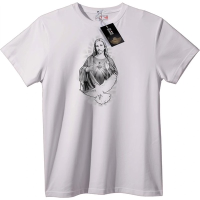 NOONEBRAND Тениска Свещено Сърце и Гълъб - L, White
