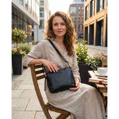 Mazzini Marco kožená crossbody kabelka L156a čierna