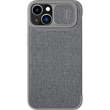 Nillkin Qin Book Pro Leather Flip Case - кожен калъф, тип портфейл за iPhone 14, iPhone 13 (сив)