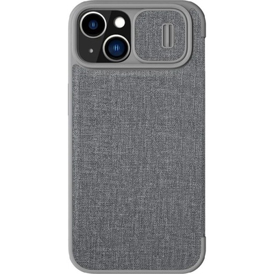 Nillkin Qin Book Pro Leather Flip Case - кожен калъф, тип портфейл за iPhone 14, iPhone 13 (сив)