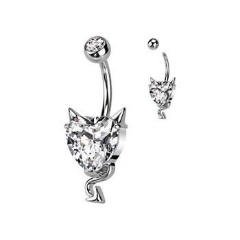 Šperky4U piercing do pupíku srdce s čertovskými rohy WP0058-C