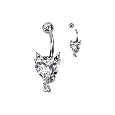 Šperky4U piercing do pupíku srdce s čertovskými rohy WP0058-C