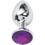Sensual Метално дилдо Butt Plug "SILVER CRYSTAL PURPLE" 7 см. Размер-S