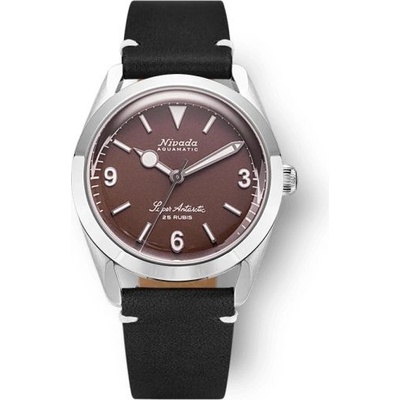 Nivada Grenchen Super Antarctic 3.6.9 Black Brown Leather White Stitching