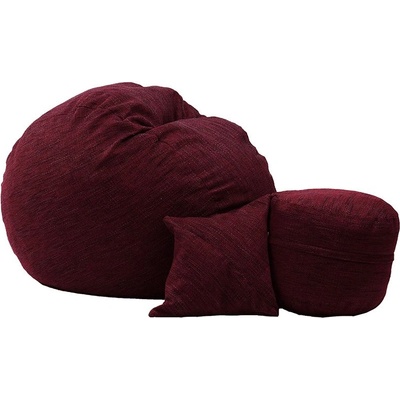 PUFRELAX Комплект, Барбарон с табуретка за крака и декоративна възглавница, 500л (puf-m-mop-pr-rdwn)