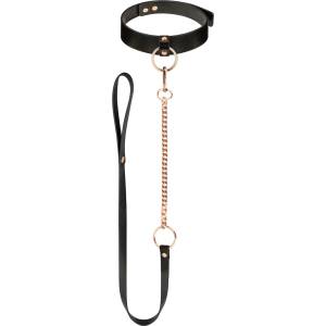 ROSY GOLD - Collar with Leash - Black