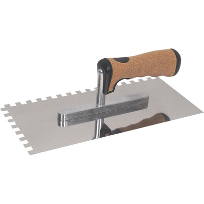 TOPTRADE hladítko nerezové, s EKO rukoväťou, zub 8 mm, 270 x 130 mm, profi