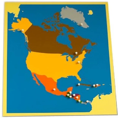 Smart Baby Образователен Монтесори пъзел Smart Baby - Карта на Северна Америка, 23 части (MO58)