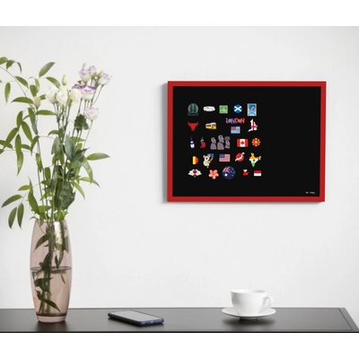 Toptabule.sk Čierna tabuľa na magnetky v drevenom červenom ráme 200 x 100 cm