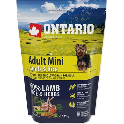 Ontario Adult Mini Lamb and Rice 0,75 kg