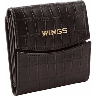 WINGS Kompaktní dámská kožená peněženka s ochranou RFID WINGS CROCO ČERNÁ