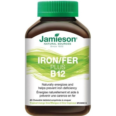 Jamieson Železo plus B12 cucací tablety 45 tablet