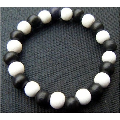 Wood náramek dřevěný korálky Black/White W428