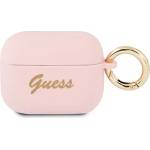Guess GUAPSSSI калъф за AirPods Pro, розов, силикон, Vintage Script (GUAPSSSI)