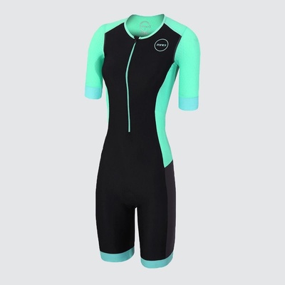 Zone3 Ltd Aquaflo Plus krátký rukáv Trisuit BLACK/GREY/MINT dámský