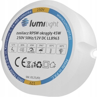 Napájecí zdroj RPSW 45W 12V DC IP67 kulatý do plechovky
